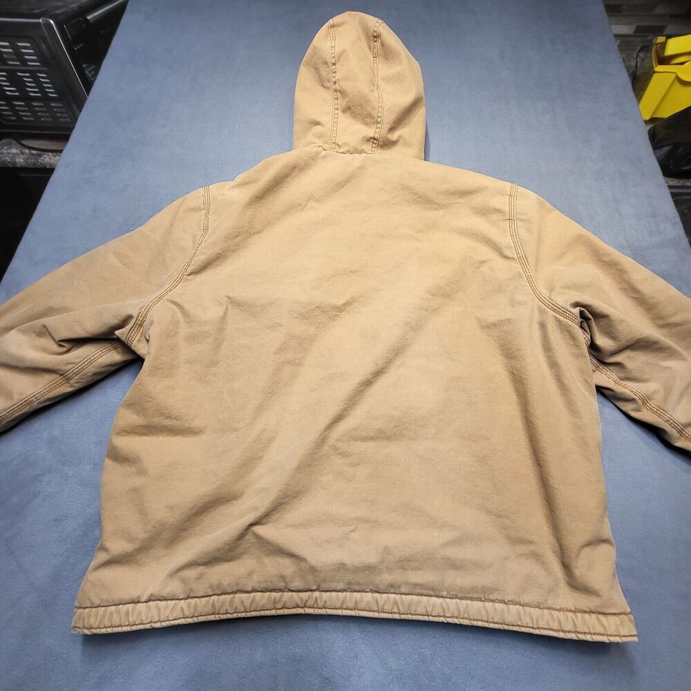 Dickies Jacket Mens 2XL Sherpa Lined Hooded Duck Brown Canvas Full Zip Thrashed - Picture 9 of 10